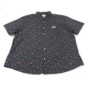 Jack + Sage Button Down Mens XXL Grey Camping Print Short Sleeve Outdoor Shirt